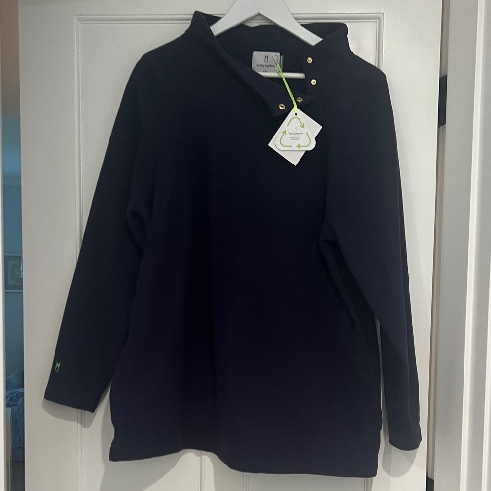 Dudley Stephens Navy Pullover with Gold Accents